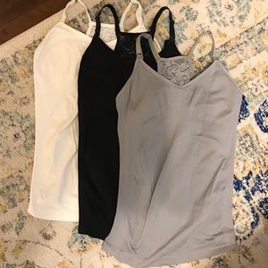 Set of 3 Long, Lace, Racerback Nursing Camisoles